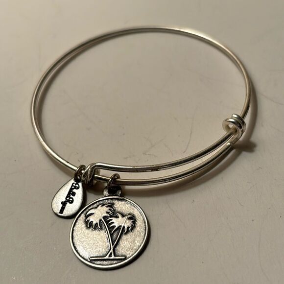 Bella Ryan Women’s Silver Tone Palm Tree Slide on Expandable Bracelet - Picture 1 of 4